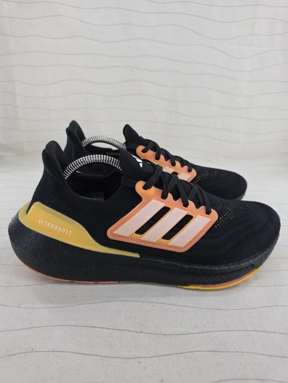 Adidas Mens Ultra Boost Light Black Orange Running Sneakers Shoes HQ8595 Size 8